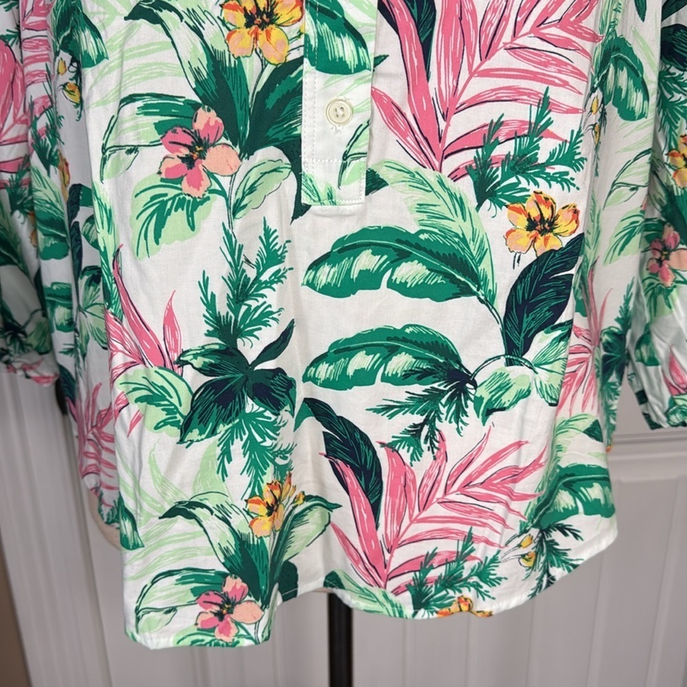 Loft Botanical Henley Blouse Sz XL - Picture 5 of 11